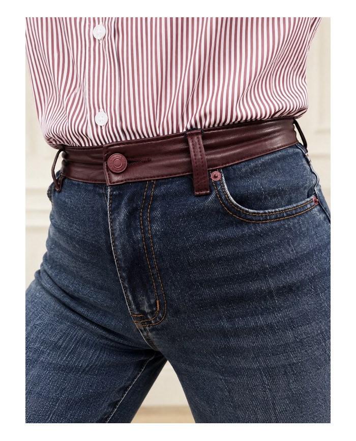 Jean ceinture bordeaux Corentin (coupe longue)