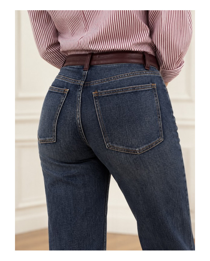 Jean ceinture bordeaux Corentin (coupe longue)