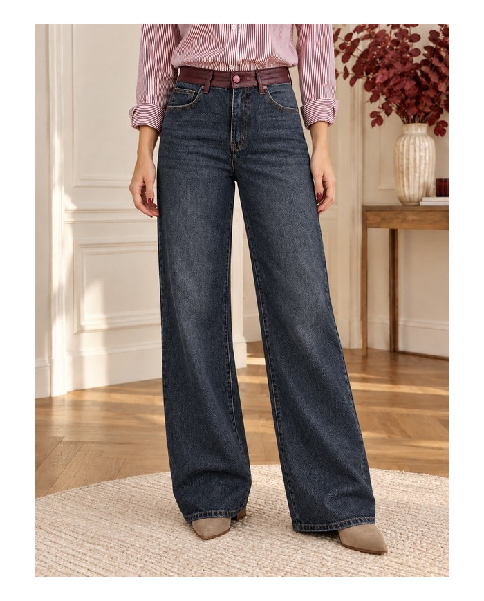 Jean ceinture bordeaux Corentin (coupe longue)