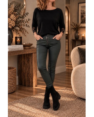 Pantalon en simili vert bouteille Melly Lasia