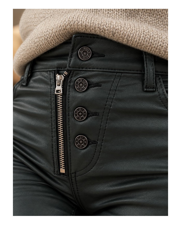 Pantalon en simili vert bouteille Melly Lasia