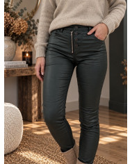 Pantalon en simili vert bouteille Melly Lasia