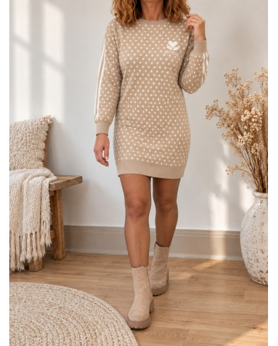 Robe pull beige taupe "Amour" Rebecca