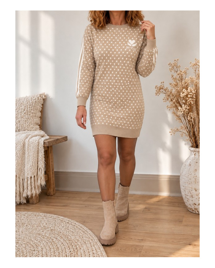 Robe pull beige taupe "Amour" Rebecca