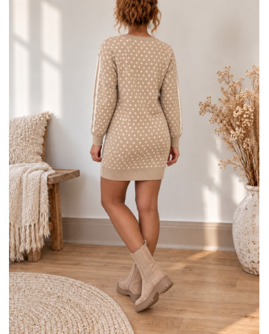 Robe pull beige taupe "Amour" Rebecca