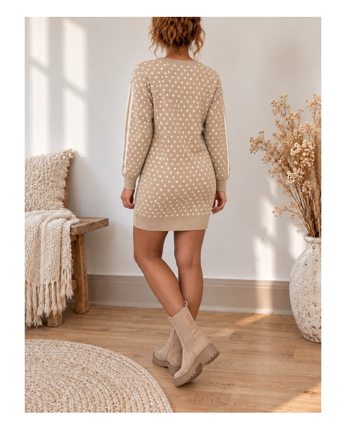 Robe pull beige taupe "Amour" Rebecca