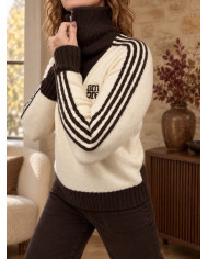 Pull écru & choco col camionneur "Amore"
