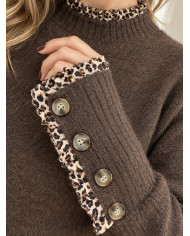 Pull choco & détails léopard