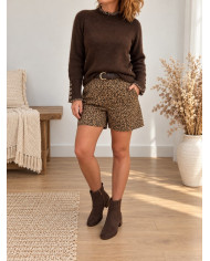 Pull choco & détails léopard