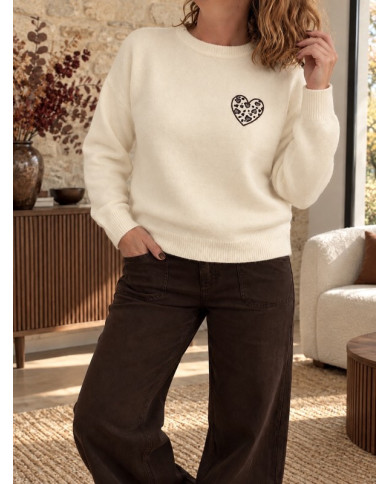 Pull "Rock Love Peace" beige