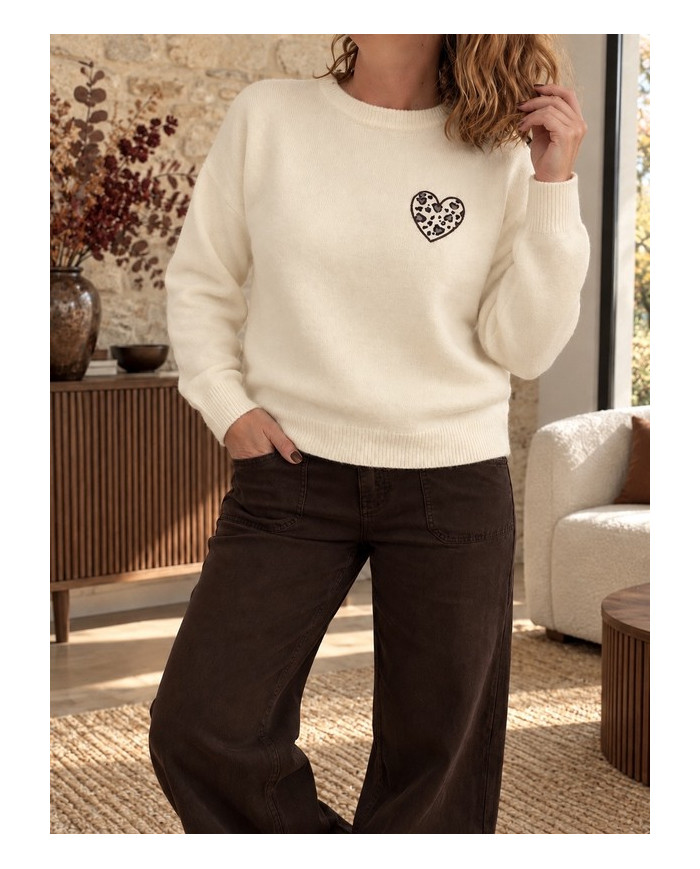 Pull "Rock Love Peace" beige