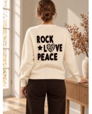 Pull "Rock Love Peace" beige