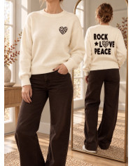 Pull écru & choco col camionneur "Amore"