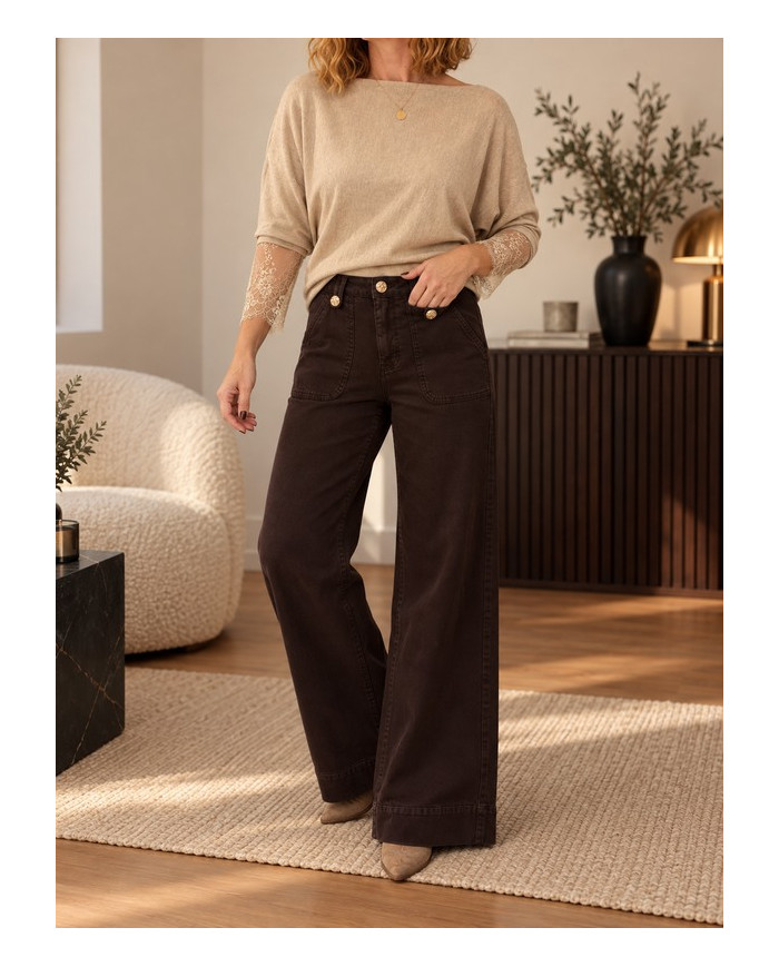 Jean large chocolat Albin (coupe longue)