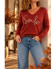 Pull "Smile" rouille terracotta