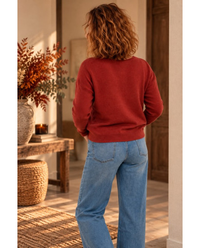 Pull "Smile" rouille terracotta