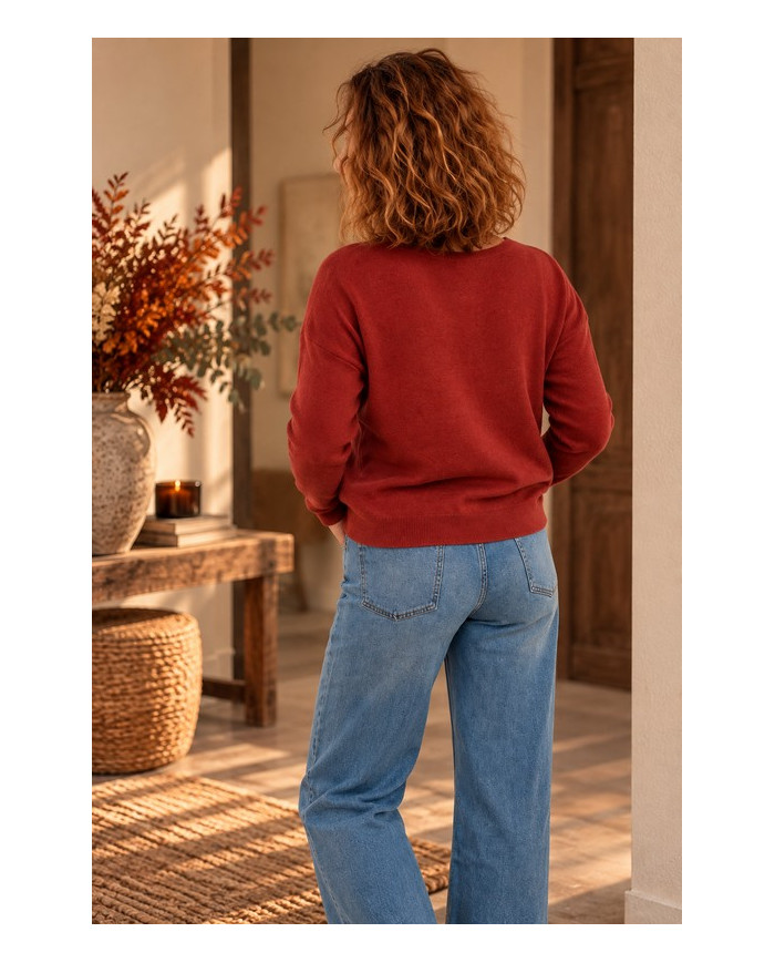 Pull "Smile" rouille terracotta