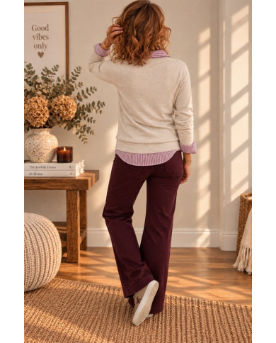 Sweat "Amour" beige chiné & bordeaux