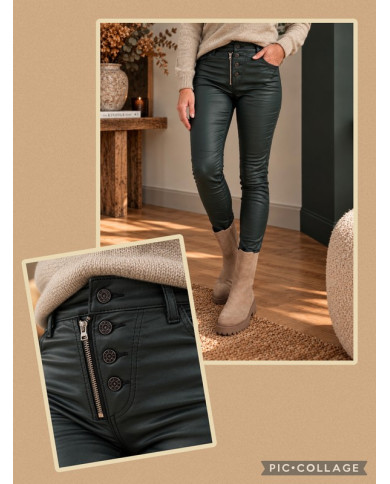 Pantalon en simili vert bouteille Melly Lasia