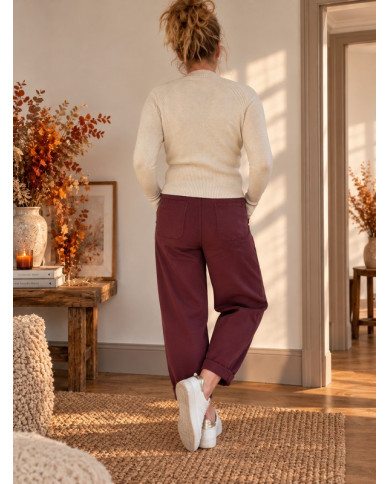 Pull écru col montant