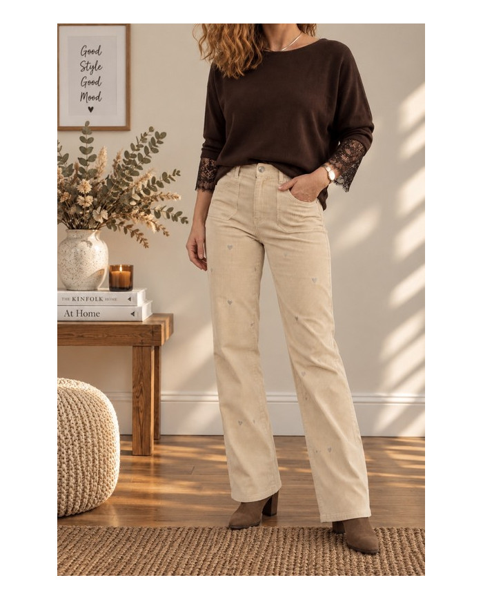 Pantalon velours beige Billy