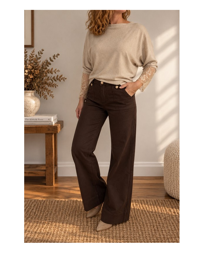 Jean large chocolat Albin (coupe longue)