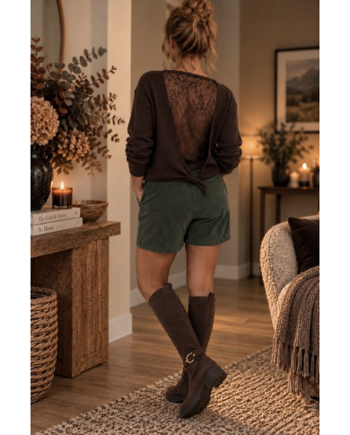 Short côtelé kaki