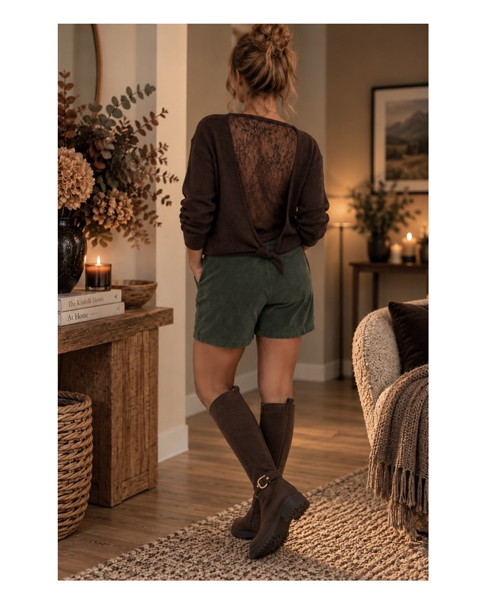 Short côtelé kaki