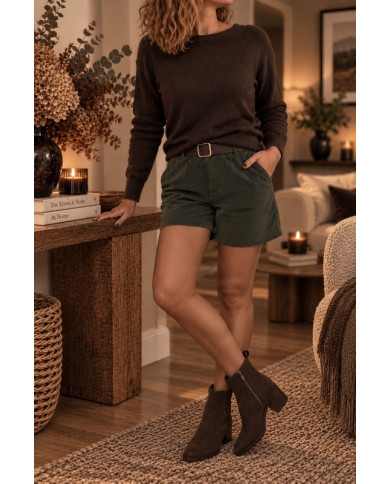 Short côtelé kaki