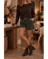 Short côtelé kaki