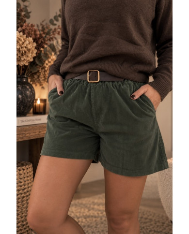 Short côtelé kaki