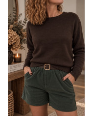 Pull choco dos dentelle & strass