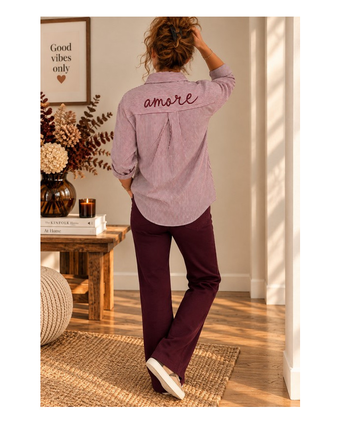 Chemise rayée bordeaux "Amore" Alice