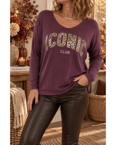 Pull tout doux "Iconic" prune