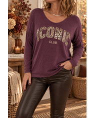 Pull tout doux "Iconic" prune