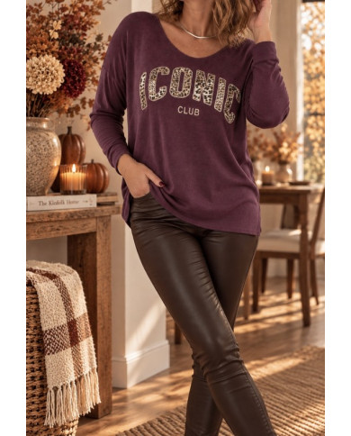 Pull tout doux "Iconic" prune