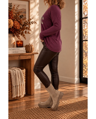 Pull tout doux "Iconic" prune