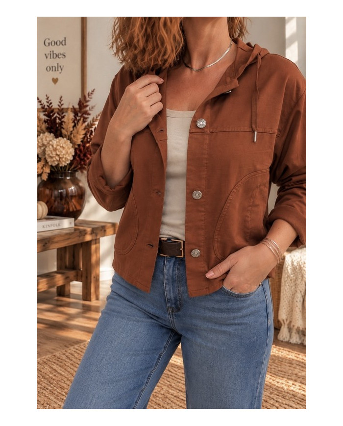 Veste rouille terracotta avec capuche
