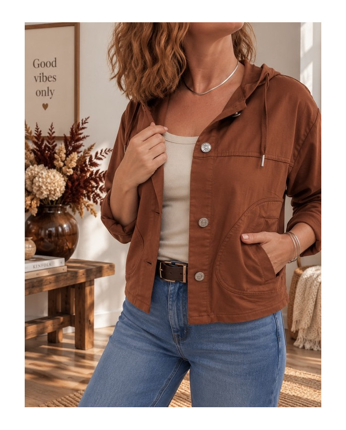Veste rouille terracotta avec capuche