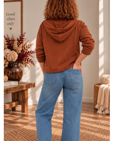Veste rouille terracotta avec capuche