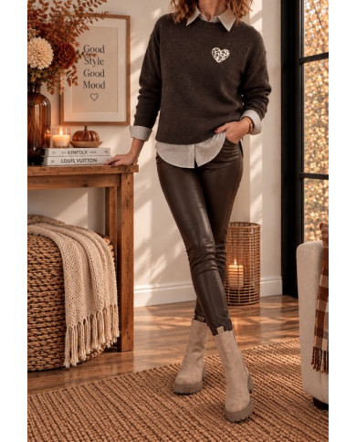 Pull "Rock Love Peace" chocolat