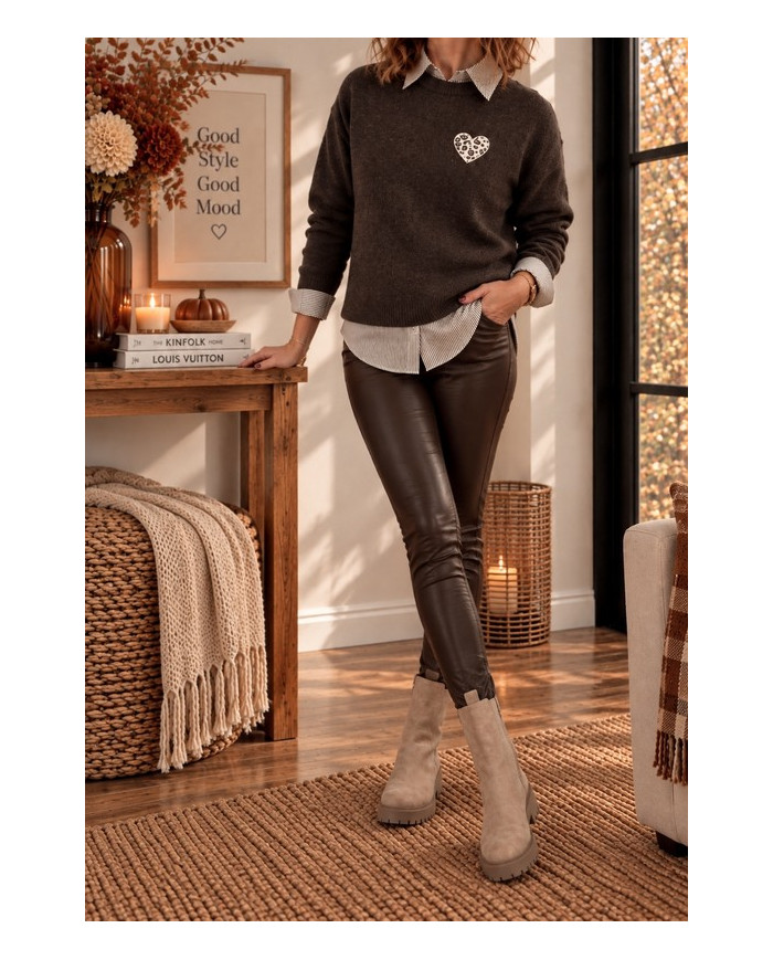 Pull "Rock Love Peace" chocolat