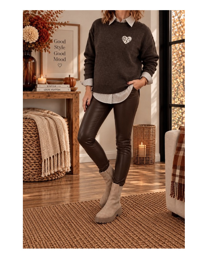 Pull "Rock Love Peace" chocolat