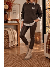 Pull "Rock Love Peace" chocolat
