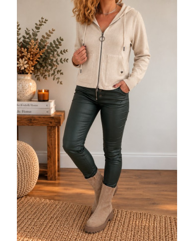 Gilet zippé avec capuche écru