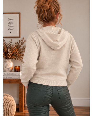Gilet zippé avec capuche écru