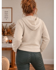 Gilet zippé avec capuche écru