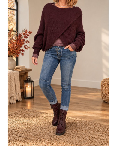 Top léger vintage en dentelle prune