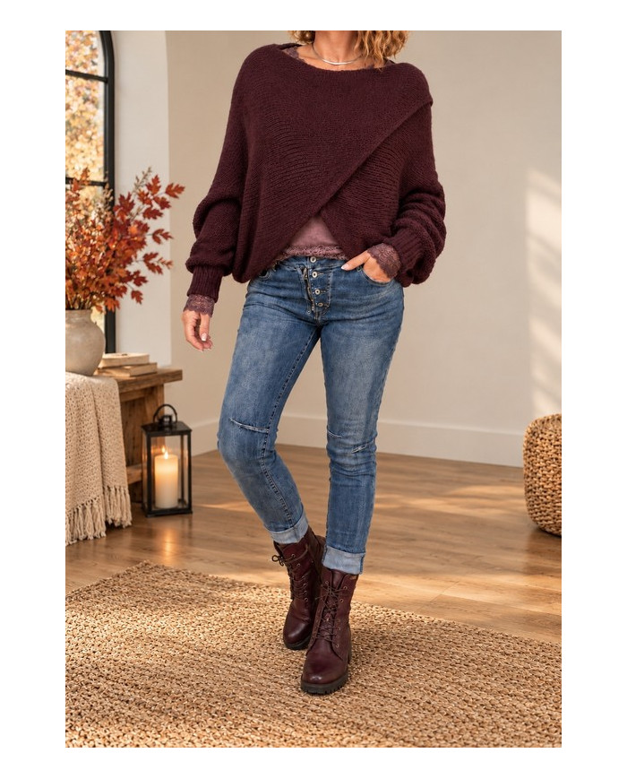 Top léger vintage en dentelle prune