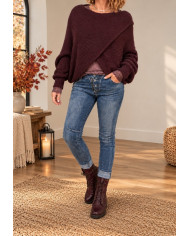 Top léger vintage en dentelle prune